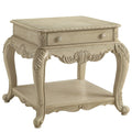 Antique White End Table With Bottom Shelf White Primary Living Space Drawers Rectangular Mdf