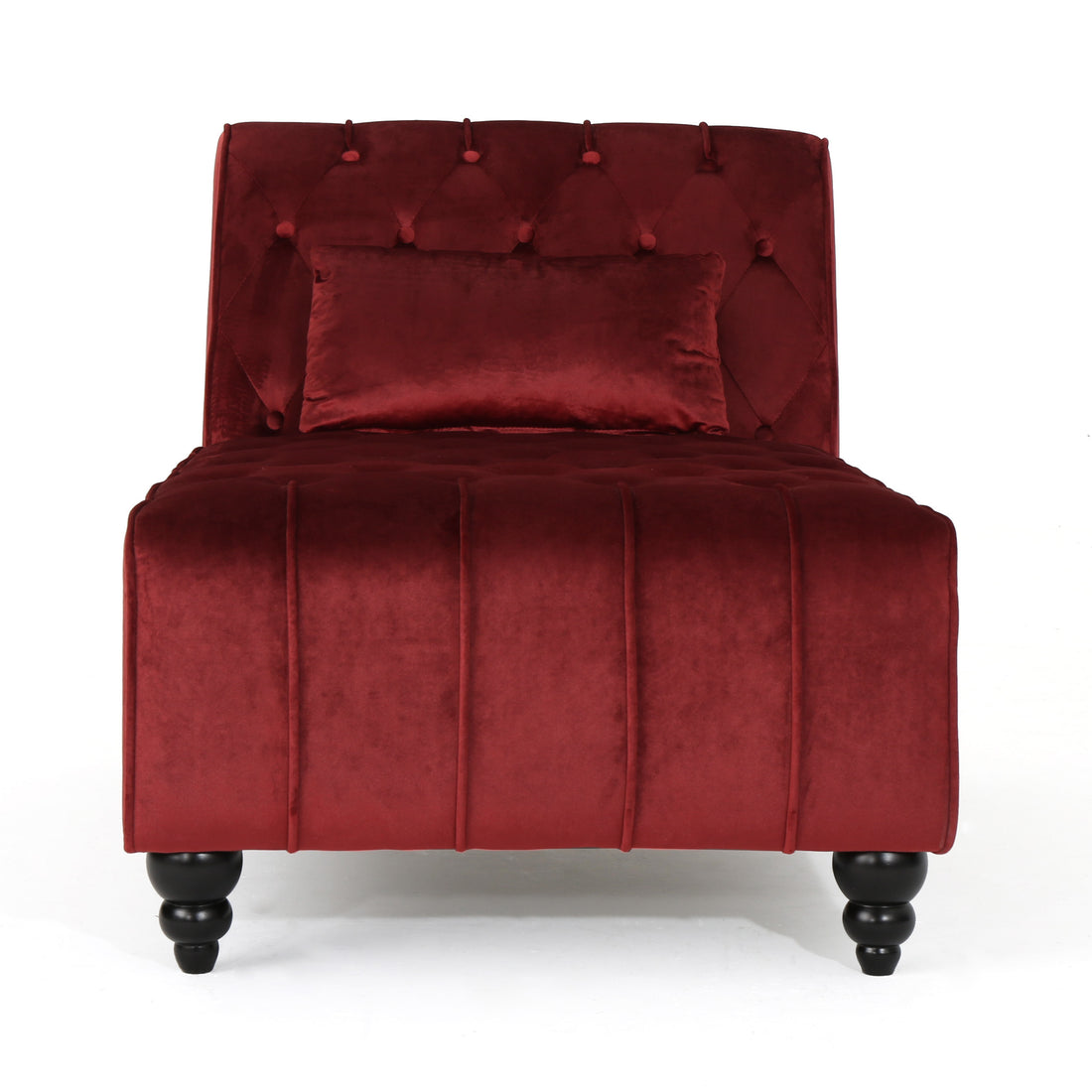 Tufted Chaise Lounge Garnet Velvet