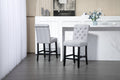 Counter Height Bar Stools Set Of 2 Tufted Linen Barstools Mid Century Wood Bar Stools With Back For Kitchen Island Indoor, Set Of 2 Gray Rubber Wood