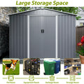 8X6 Ft Outdoor Tool Storage Shed With Metal Foundation & Lockable Doors, All Weather Metal Sheds For Garden, Patio, Backyard, Lawn, Gray Gray Metal