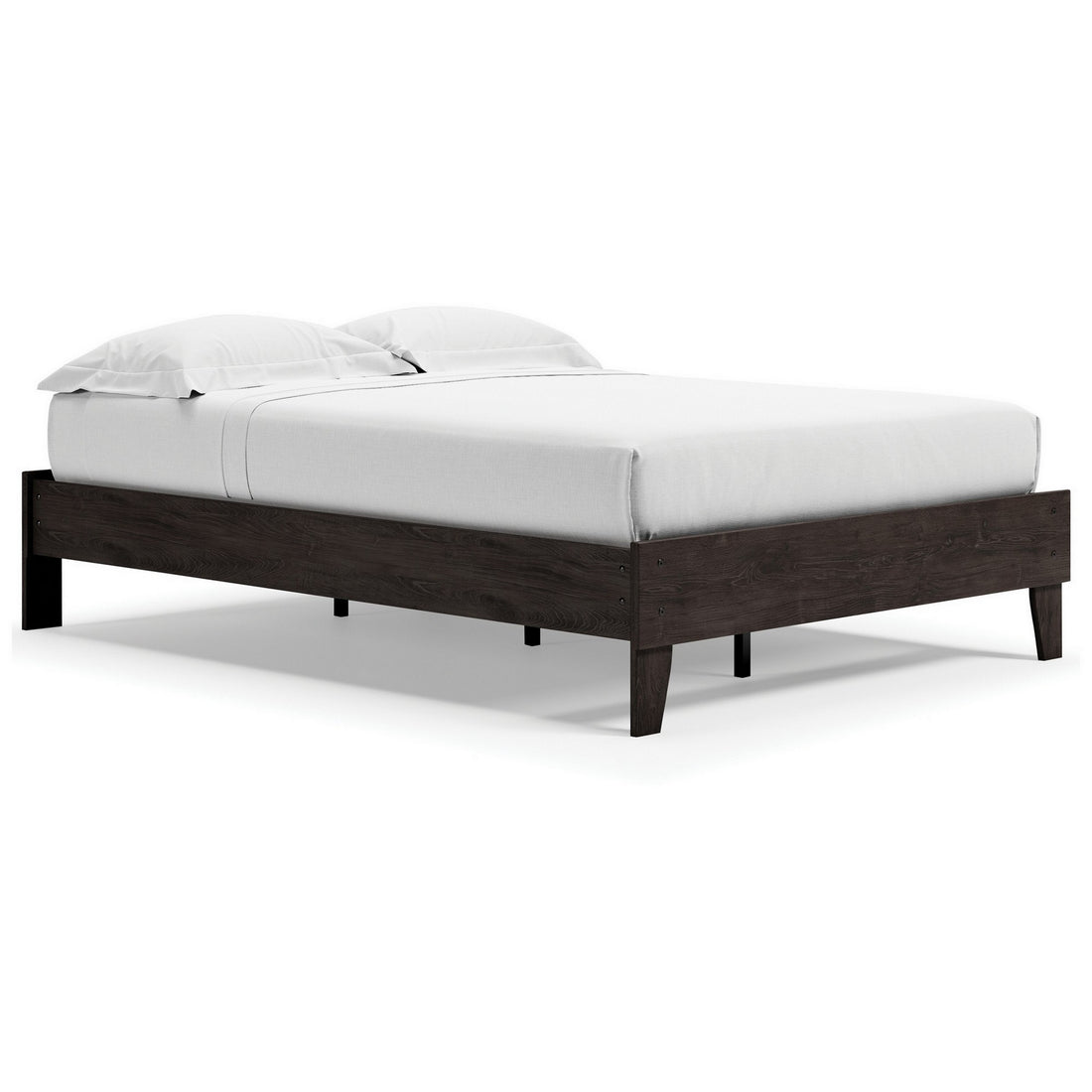 Asher Full Sized Platform Bed, Sleek Modern Silhouette, Charcoal Wood Frame Full Charcoal Mdf