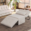 Sofa Bed,Chair Bed,Sleeper Couch,4 In 1 Multi Function Folding Ottoman Bed With Slide Storagepocket For Living Room,Bedroom,Hallway,Beige Beige Espresso Bedroom Mid Century Modern Oak Upholstered Fabric
