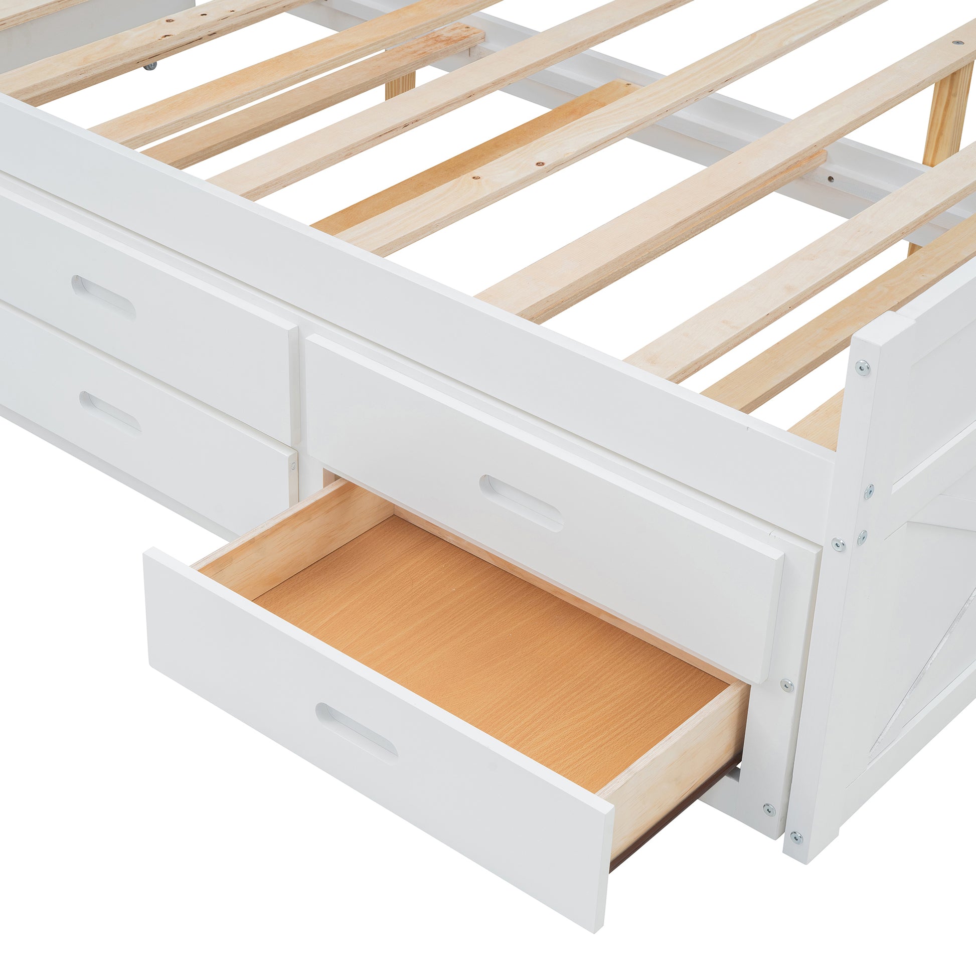 Full Size Wooden Bed With Storage Headboard With Outlets, Extendable Bed With Twin Size Trundle With Three Storage Drawers,White Expected Arrival Time:8.23 Full White Wood