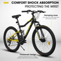 A26336 26 Inch Aluminum Frame Shock Fork Plus Shock Absorber 21 Speed Unisex Mountain Bike Black Steel