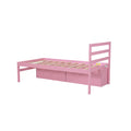 Twin Size Wood Platform Bed With Removable Storage Shelves, Built In Two Storage Drawers For Added Convenience, Pink Twin Pink Wood