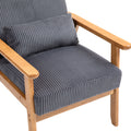 Leisure Chair With Solid Wood Armrest And Feet, Leisure Chair, Wood Frame, Velvet, L, Solid Rubber Wood Legs, Mid Century Modern Accent Chair, For Living Room Bedroom Studio Chair Dark Gray Corduroy
