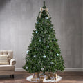 9' Glitter Bristle Mixed Hinged Tree With 72 Red Berry And 73 Pine Cones And 2099 Tips,Dia:66 Green Pvc