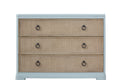 Ocean Finish 3 Drawers Hall Chest With Cane Fronts Light Blue Solid Wood Mdf Resin