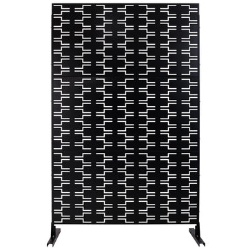 Outdoor & Indoor Privacy Screen Metal Privacy Screen 76" H 48" W, Freestanding Decorative Privacy Screen For Deck Balcony Patio, Privacy Fence Panels For Outside Lawn Garden Ps112 Black Black Steel