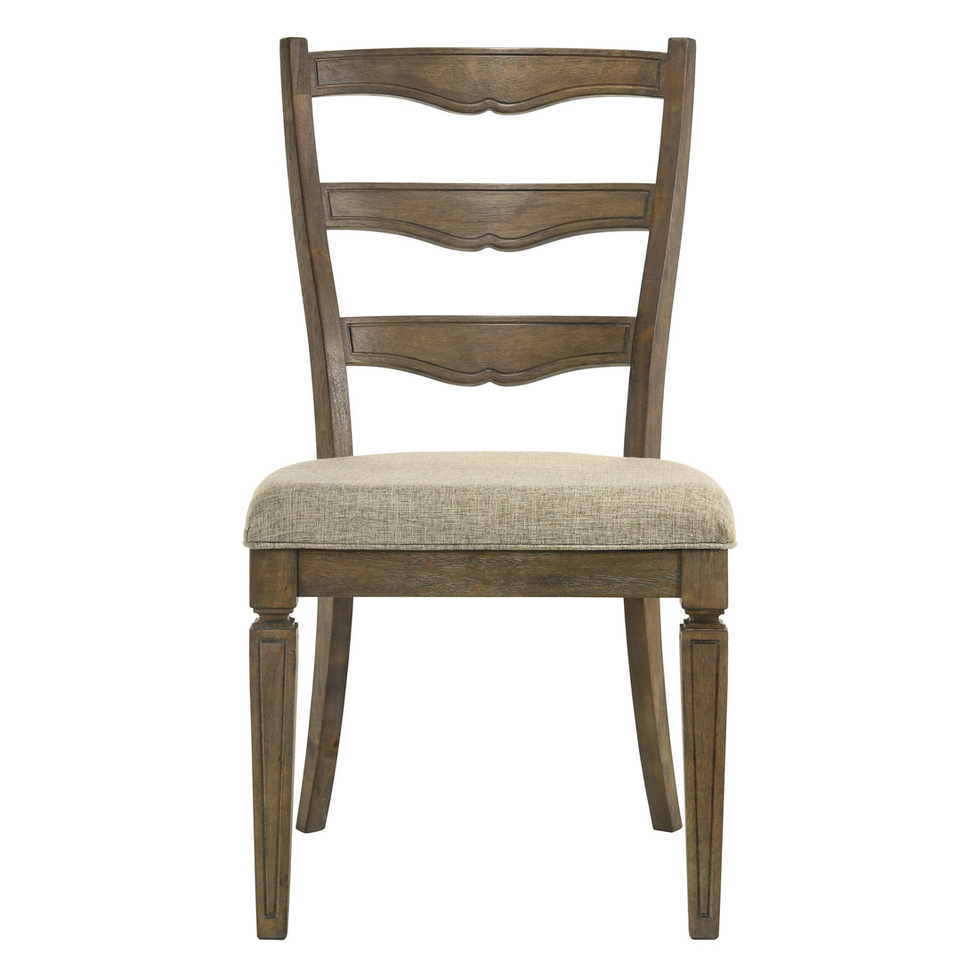 Beige And Weathered Oak Side Chair With Ladder Back Set Of 2 Solid Oak Dining Room Traditional Side Chair Ladder Back Set Of 2 Wood Fabric