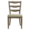 Beige And Weathered Oak Side Chair With Ladder Back Set Of 2 Solid Oak Dining Room Traditional Side Chair Ladder Back Set Of 2 Wood Fabric