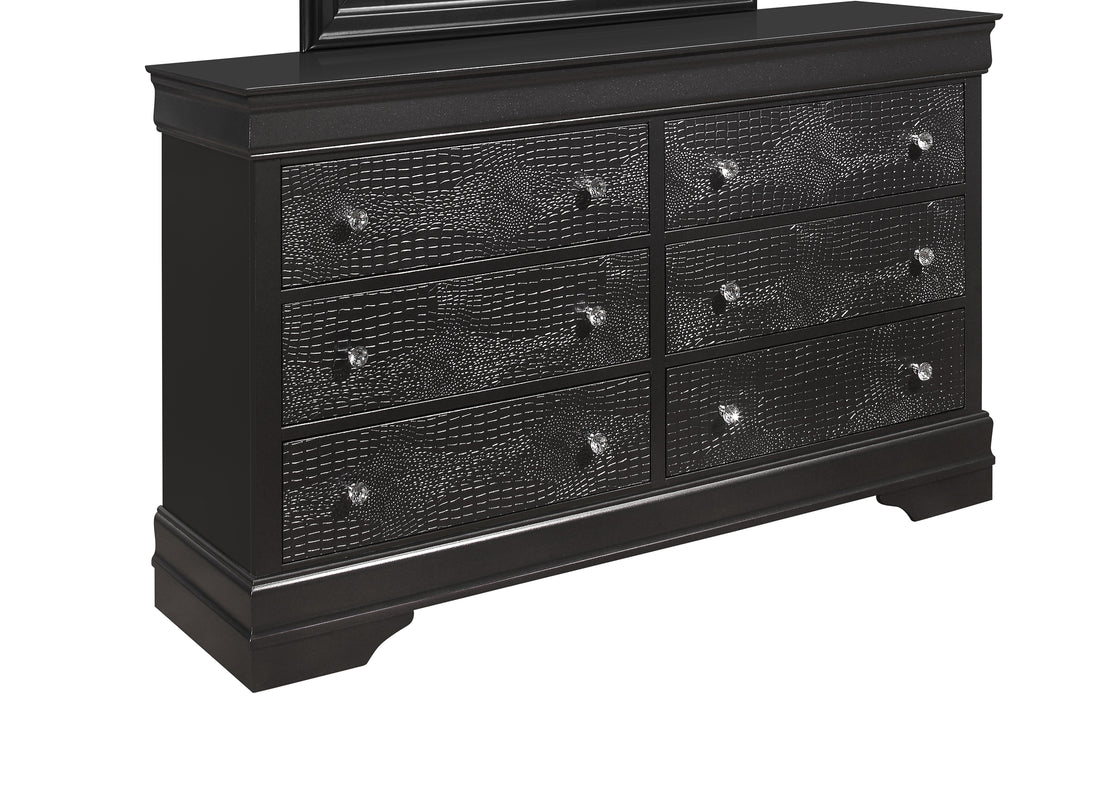 Shaker Crocodile Metallic Grey Dresser Metallic Grey Solid Wood Mdf