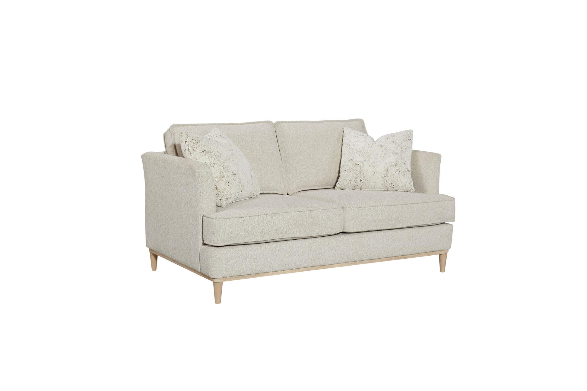 Loveseat With 2 Reversable Cushions And 2 Pillows Off White Upholstered