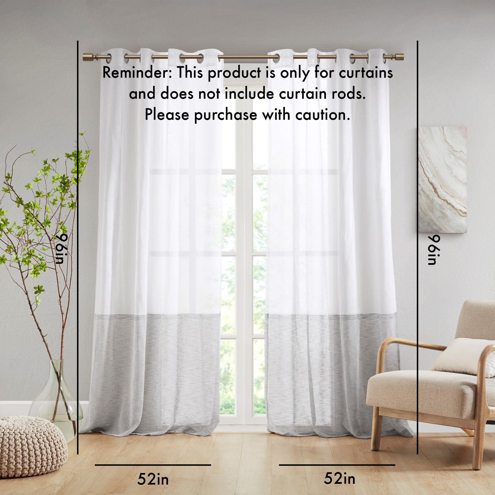 Dual Colored Curtain Panel Only 1 Pc Panel Grey White Polyester