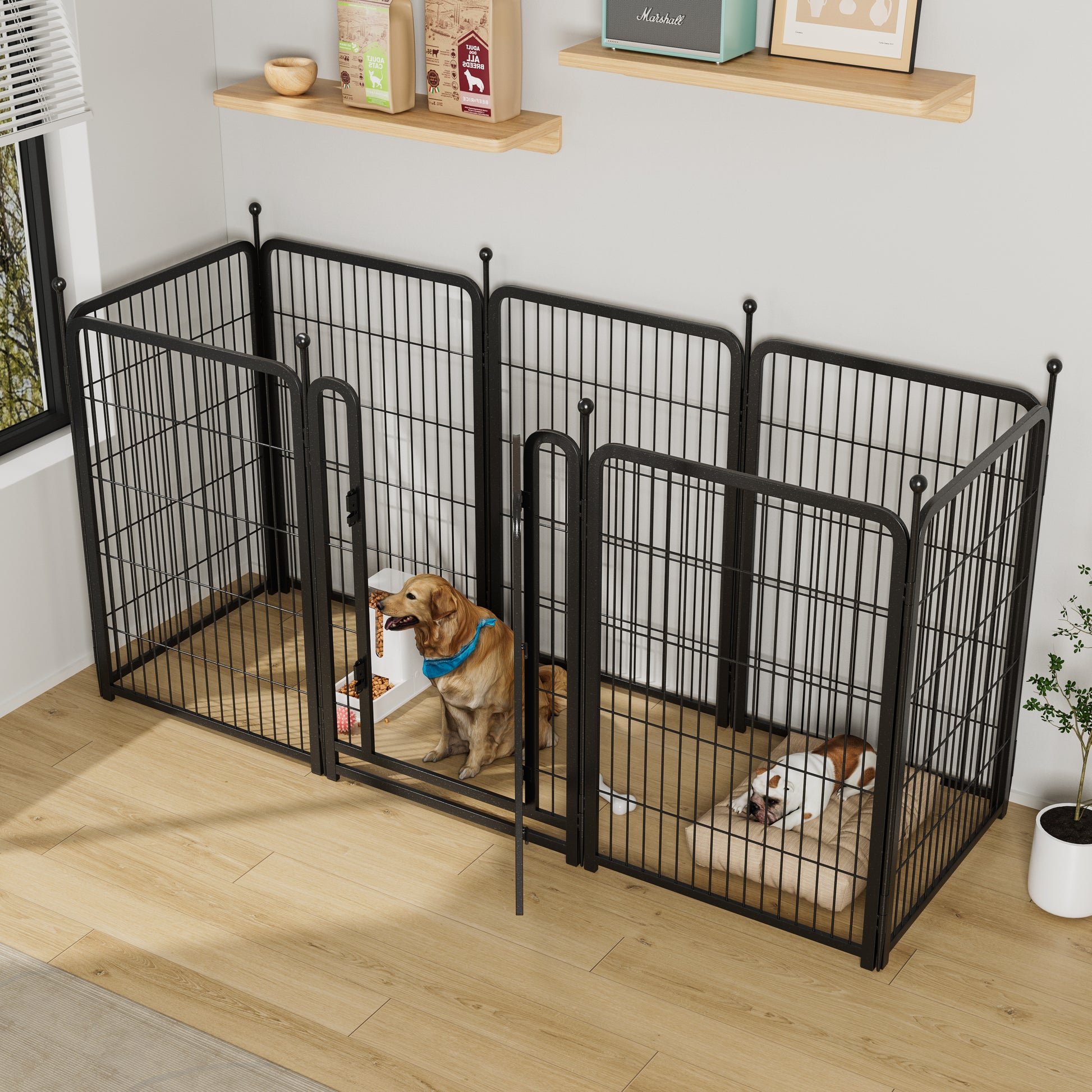 Dog Playpen 8 Panels 40" Height Heavy Duty Dog Fence Puppy Pen For Large Medium Small Dogs Indoor Outdoor Foldable Pet Exercise Pen Black Iron
