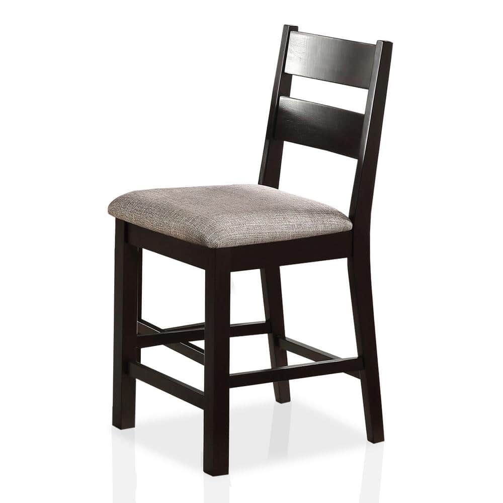 Dining Chairs Padded Fabric Seat Set Of 2Pc Side Chair Ladder Back Kitchen Dining Room Espresso Color Espresso,Gray Dining Room Classic,Contemporary,Modern,Transitional Dining Chairs Rubberwood