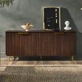 Modern Fluted Door Minimalist Storage Sideboard Dark Walnut Gold Dark Brown Mdf Mdf