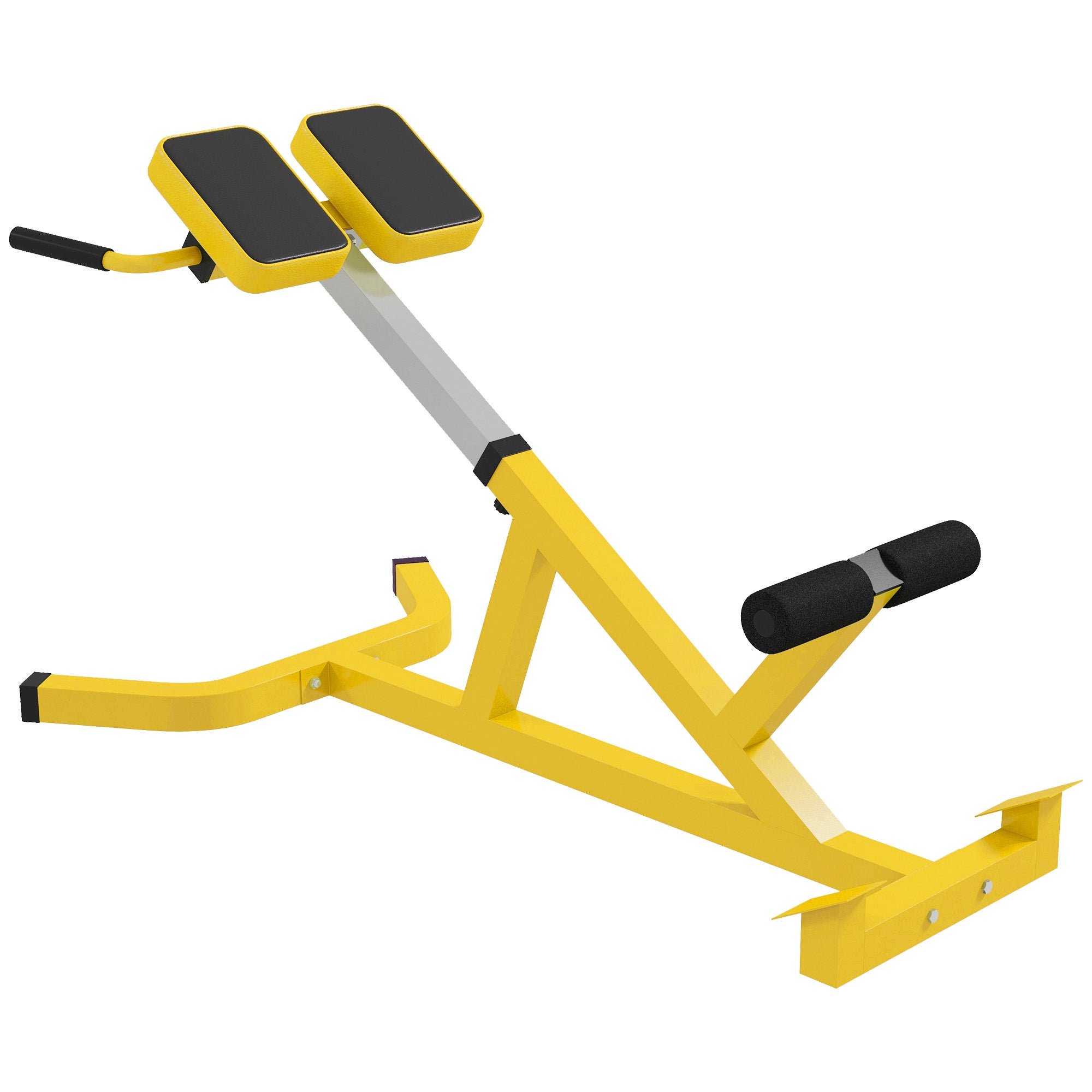 Soozier Roman Chair Back Extension Machine, Height Adjustable Hyperextension Bench With Dip Bars, Multi Functional For Back, Core, Arms And Whole Body Training, Yellow Yellow Steel