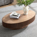 Modern Handcraft Drum Coffee Table Length 43.7 Inch Ellipse Coffee Table For Living Room,Oval Small Coffee Table With Sturdy Pedestal,Walnut Mdf Walnut Mdf