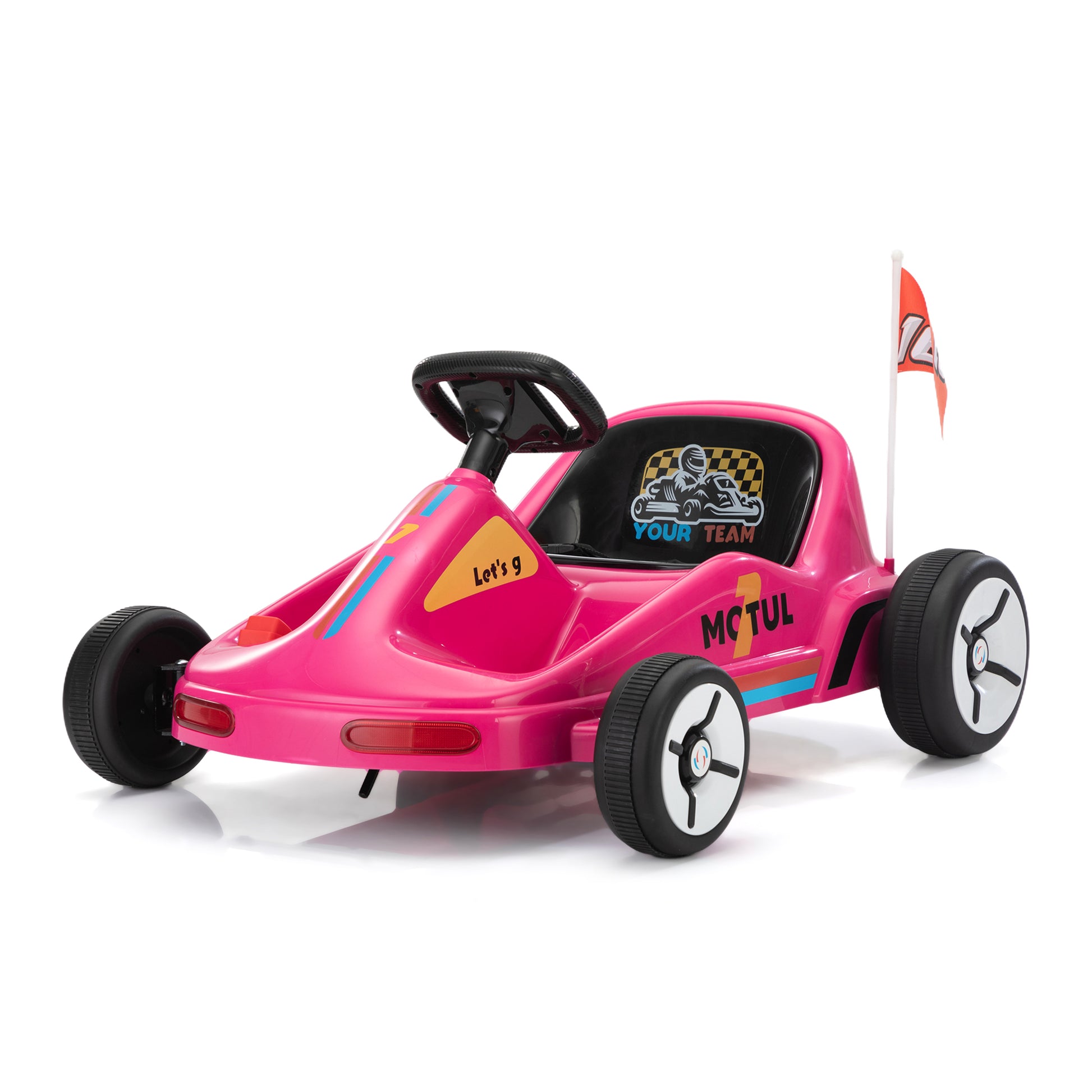 12V Kids Ride On Go Kart, Electric 4 Wheeler Car With Remote Control, Cushioned Seat, Led Lights, Mp3 Music, Bluetooth, Pedal Control, Battery Powered Vehicle For 3 8 Years Old, Rose Red Rose Red Polypropylene