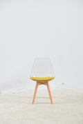 Wood Leg And Transparent Back Chair,Set Of 4,Dining Chair,Coffee Chair Transparent Wood Plastic