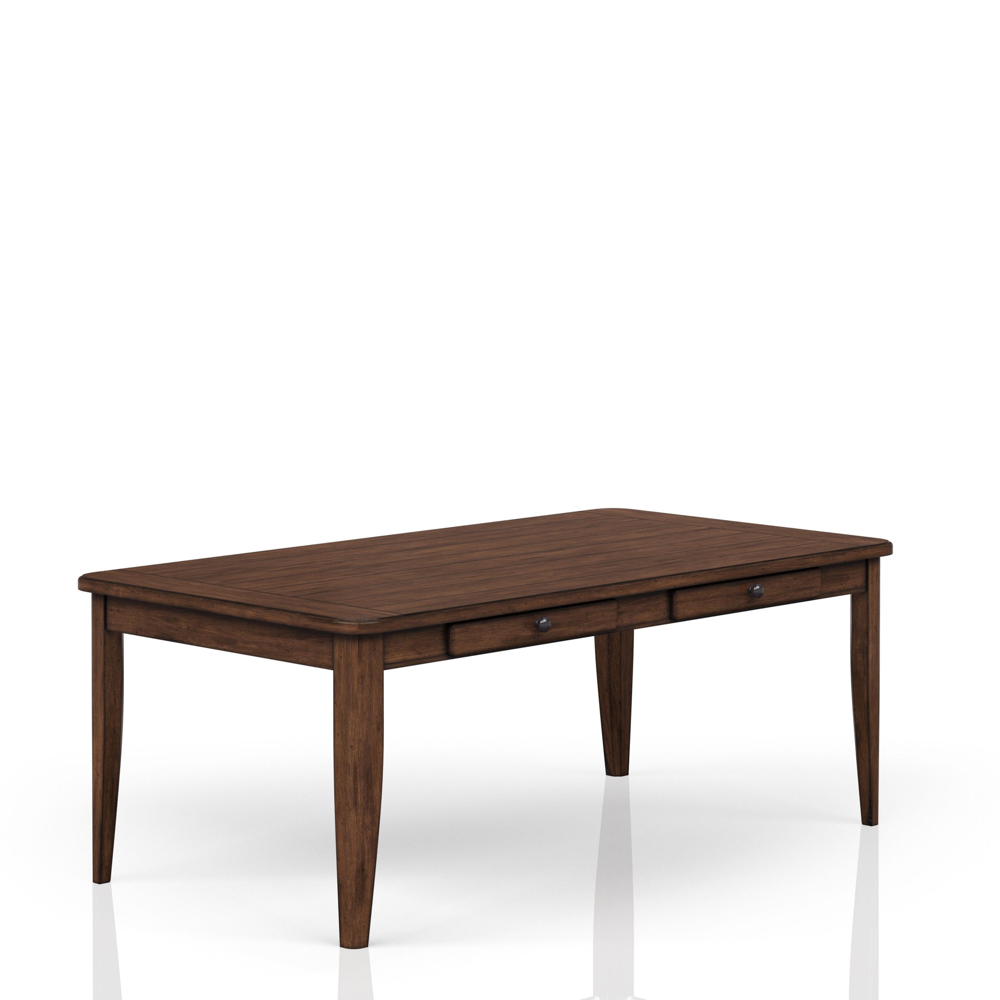 Casual Dining Table With Four Storage Drawers In Brown Finish Brown Solid Wood Mdf