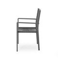 Outdoor Modern Aluminum Dining Chair With Rope Seat Set Of 2 , Gray And Dark Gray Dark Grey Aluminium