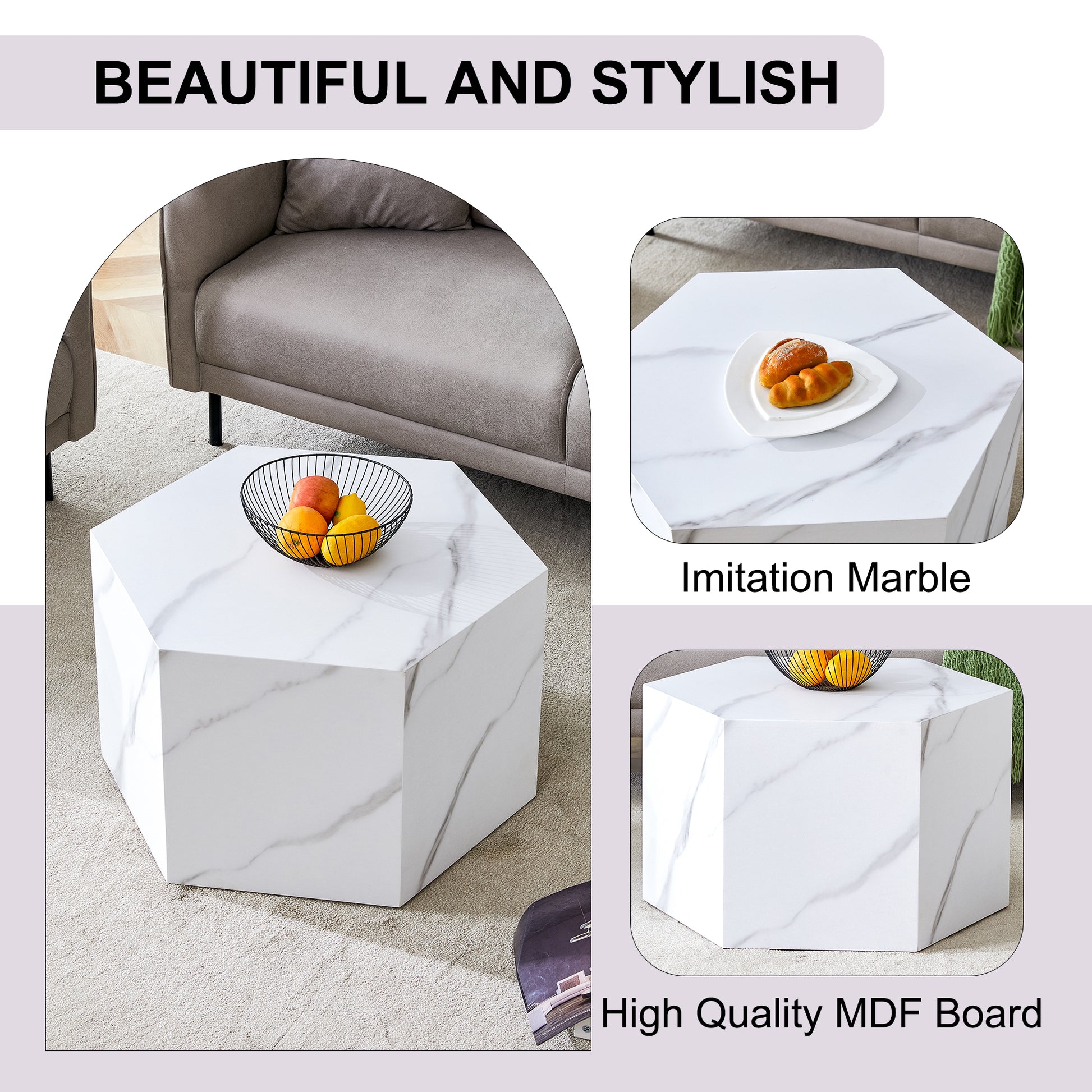Modern Mdf Coffee Table, With Complex Texture Patterns, Style And Texture Coffee Table To Redefine Your Interior Decoration And Enhance Your Living Space, Stylish And Durable Design White Mdf