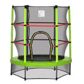 Outsunny 5Ft Kids Trampoline With Enclosure Net, Springless Design, Safety Pad And Steel Frame For Indoor Outdoor, Toddler Round Bouncer For Age 3 To 6 Years Green Green Metal