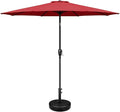 Outdoor Market Table Patio Umbrella With Button Tilt, Crank And 8 Sturdy Ribs For Garden, Deck, Lawn, Backyard & Pool Red Black Polyester