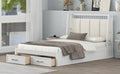 Full Size Wood Platform Bed With Upholstered Headboard And 2 Drawers, White Box Spring Not Required Full White Wood Bed Frame Solid Wood Mdf