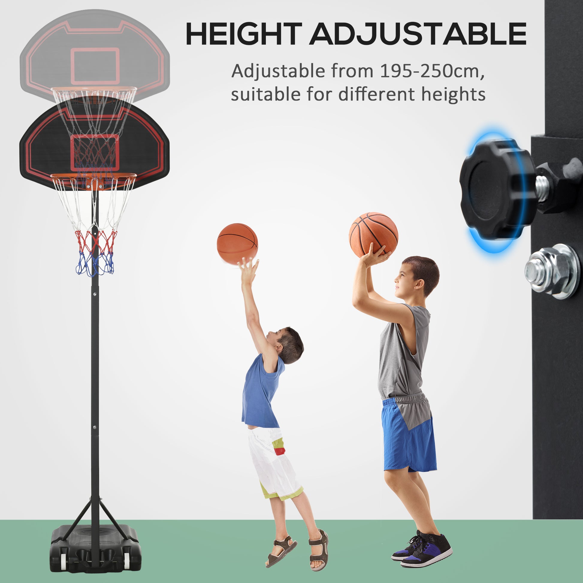 Soozier Portable Basketball Hoop Stand, 5.1 6.9Ft Height Adjustable Basketball System With 29'' Backboard And Wheels For Indoor And Outdoor Use, Black Black Steel