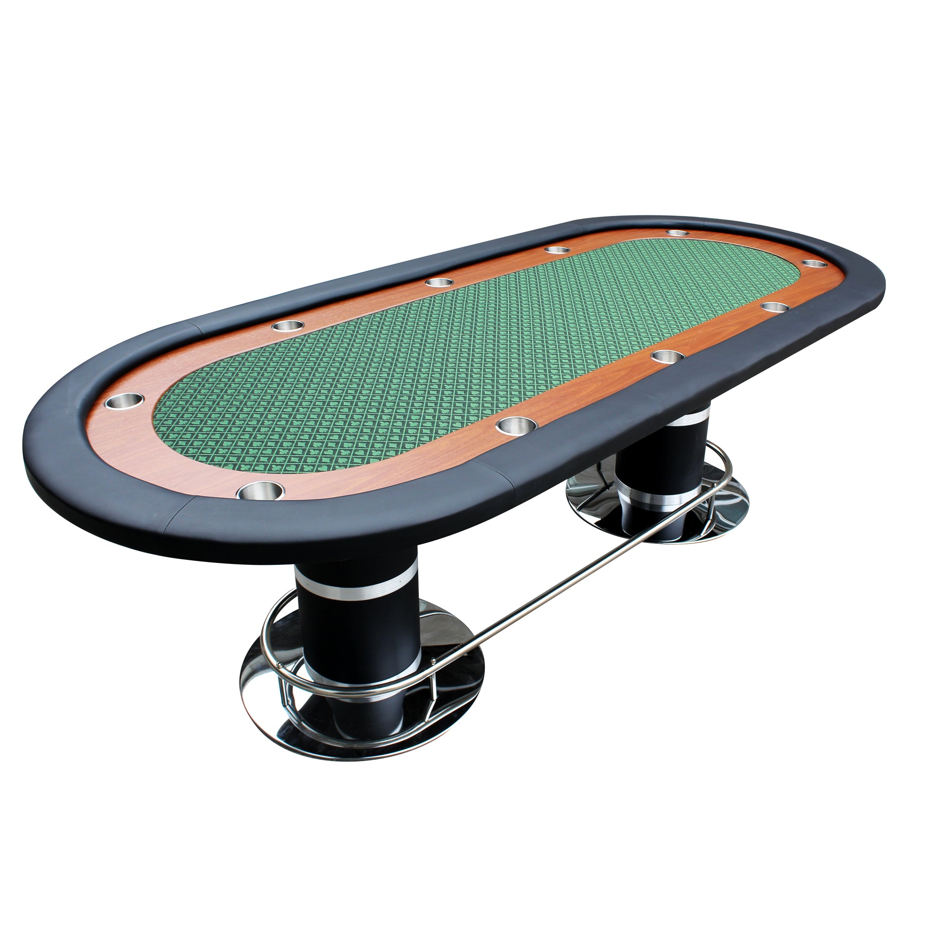 96" 10 Poker Table For 10 Players Casino Games With Speed Cloth Felt Pedestal Base Cup Holders Green Green Primary Living Space Modern Wood Stainless Steel