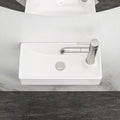 17.3X8.69 Inch White Ceramic Rectangle Wall Mount Bathroom Sink With Single Faucet Hole White Ceramic