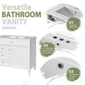 36'' Bathroom Vanity With Medicine Cabinet, Modern Bathroom Storage Cabinet With 2 Soft Closing Doors And 4 Drawers, Single Sink Bathroom Vanity White Bathroom Ceramic,Solid Wood Mdf