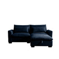 Sectional Sofa Comfy Corduroy Couch For Living Room With Pillows And Round Armrests, Modern Corduroy Sofa Sleeper Deep Couches With Storage Ottoman Blue, 2 Seat Blue Corduroy 2 Seat