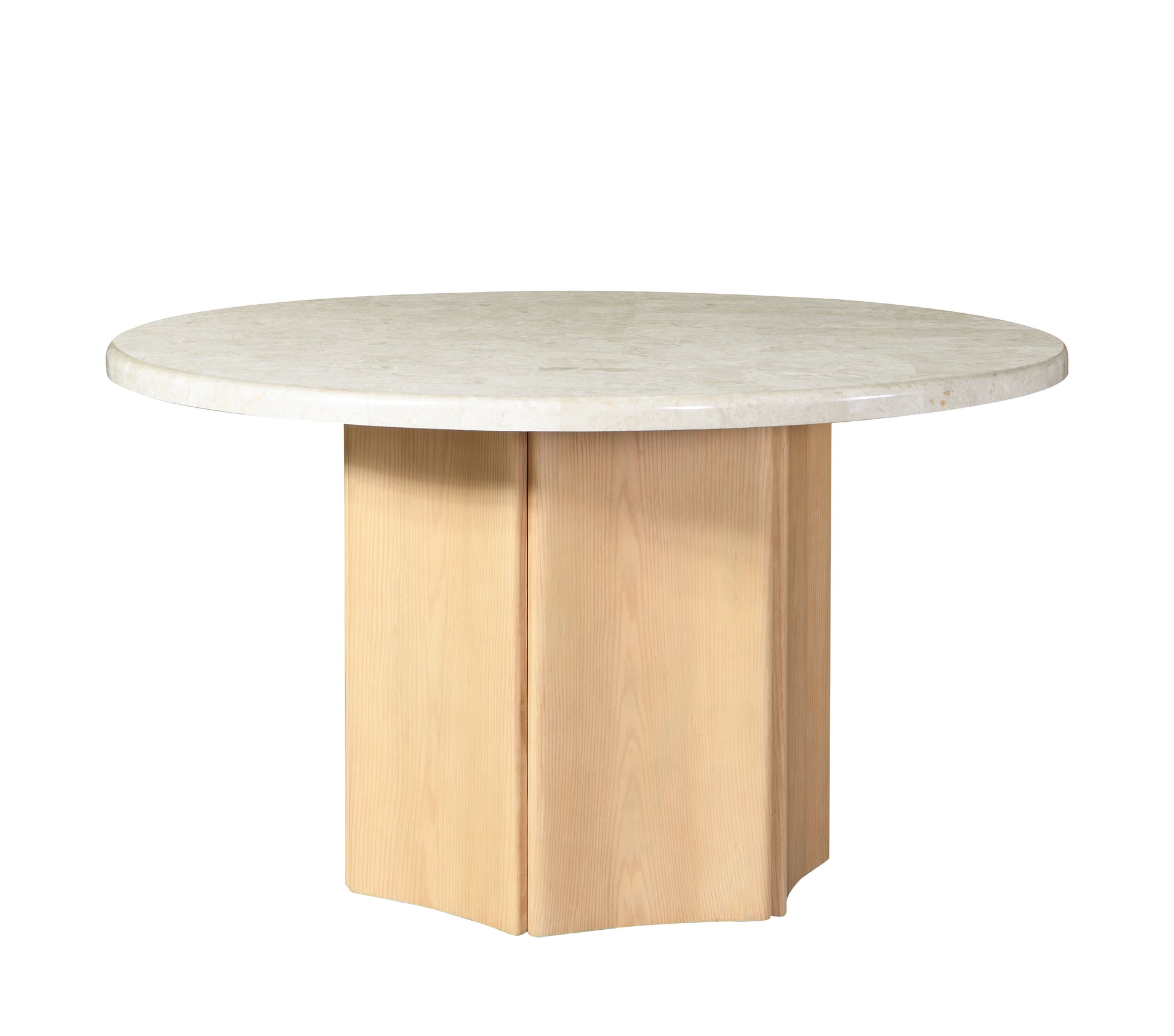 Qwin Round Dining Table, Marble Top & Oak Finish Dn02875 White Natural Plywood