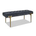 Aria Upholstered Gold Accent Bench, Steel Gray Performance Velvet Gray Foam Velvet