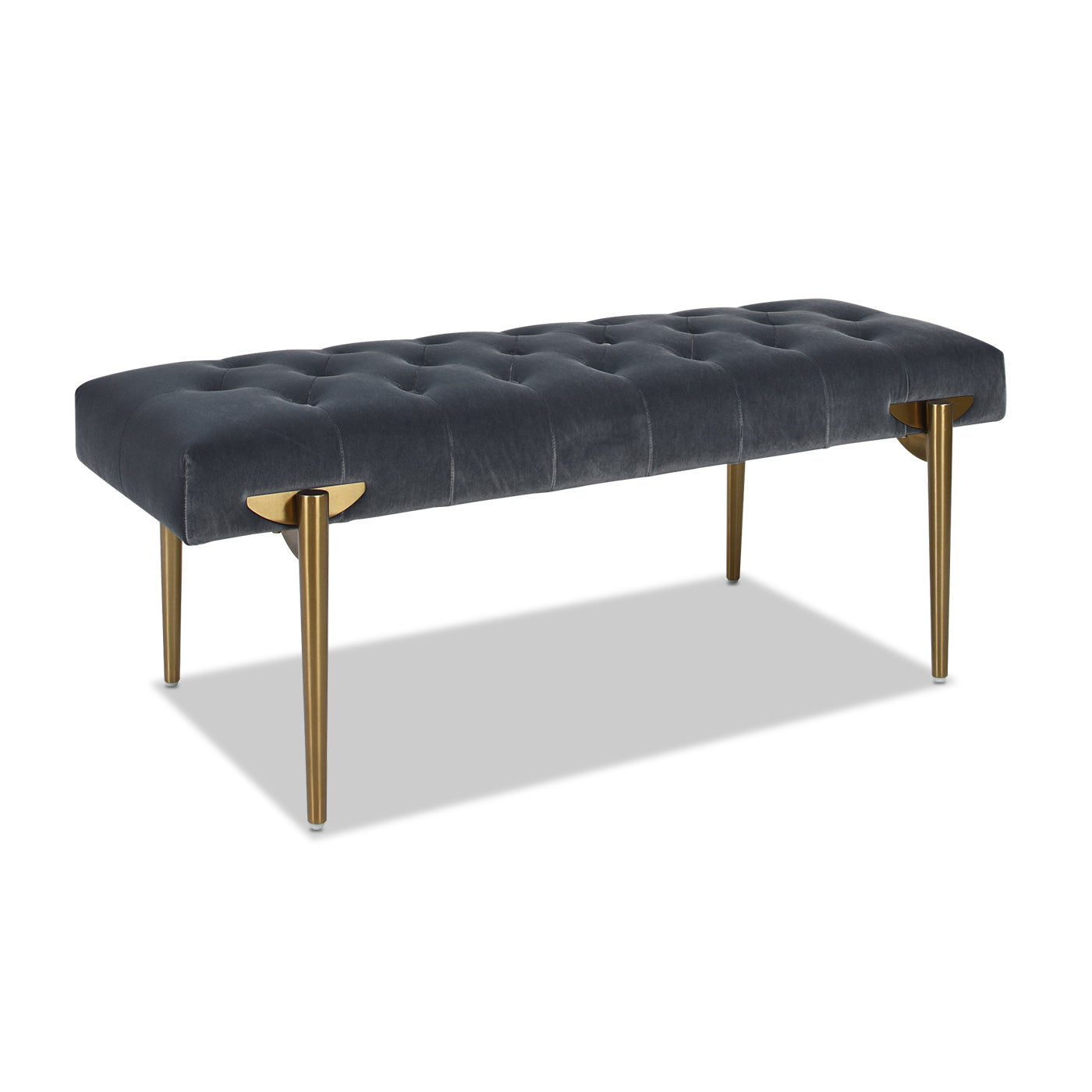 Aria Upholstered Gold Accent Bench, Steel Gray Performance Velvet Gray Foam Velvet