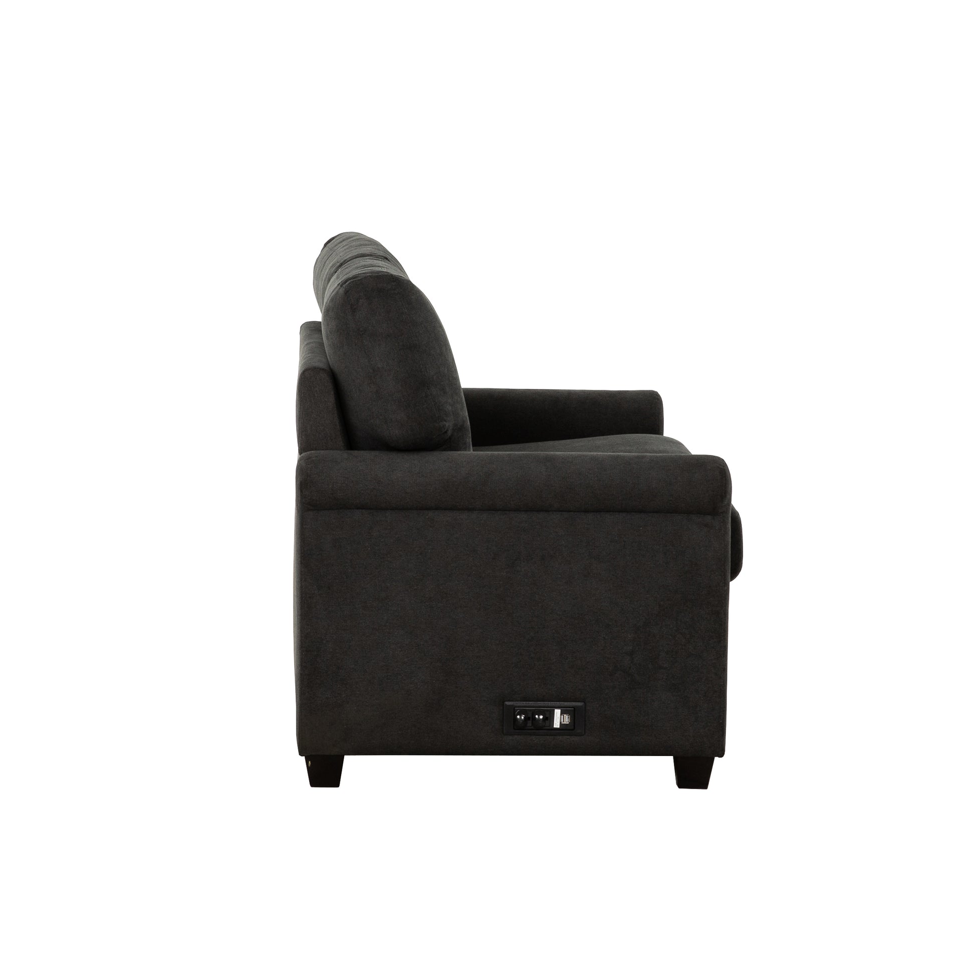 Convertible Twin Sleeper Sofa With Usb Ports, Modern Upholstered Sofa Bed, Living Room 2 Seater Sofa Loveseat, Dark Gray Dark Gray Polyester Wood Primary Living Space Medium Firm Cushion Back Heavy Duty Modern Rolled Arms Plywood Metal 2 Seat