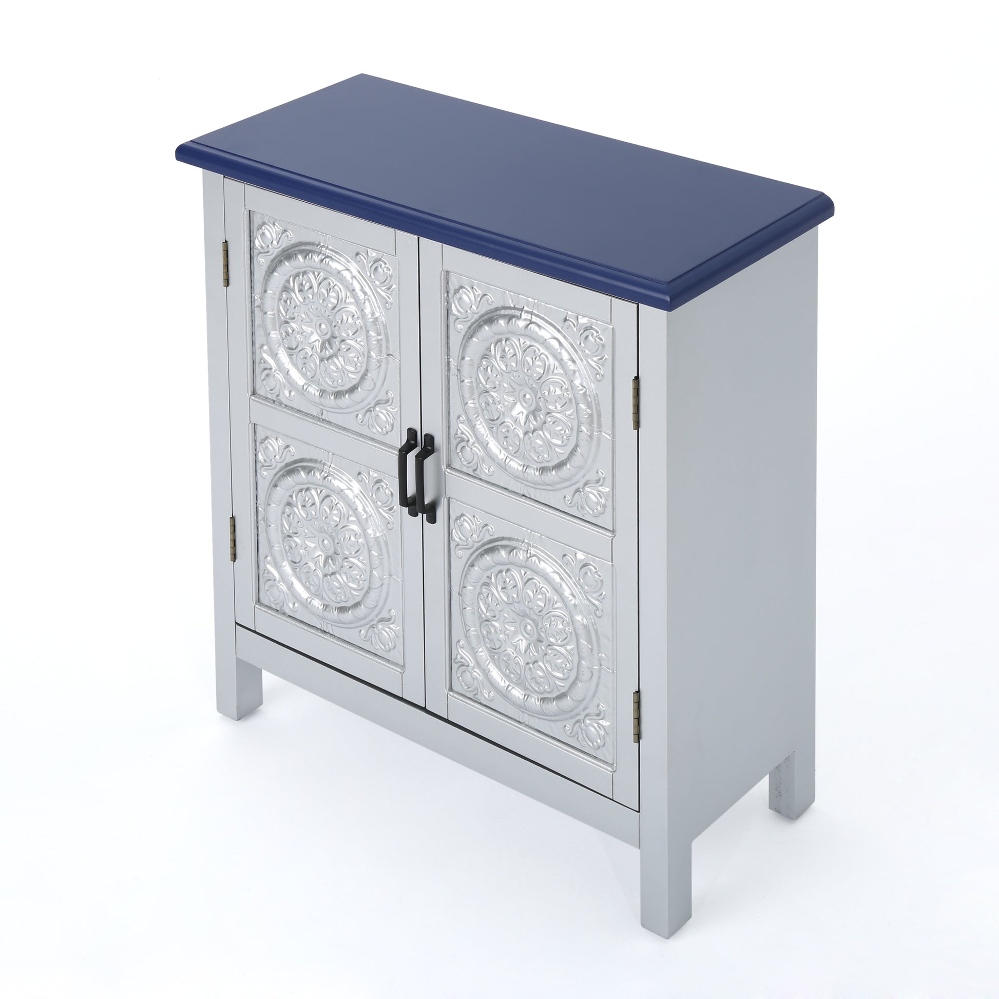 Tile Front Cabinet Navy Blue Wood