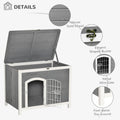 Pawhut Foldable Wooden Dog House Raised Puppy Cage Kennel Cat Shelter For Indoor & Outdoor W Lockable Door Openable Roof Removable Bottom For Small And Medium Pets Grey Grey Wood