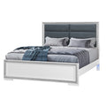 Annie Silver Queen Bed With Led Box Spring Required Full Silver Wood Gray Bedroom Contemporary Rubberwood Bed Frame Wood Polyester Wood