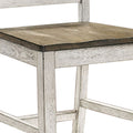 24 Inch Counter Height Chair, Set Of 2, Ash Brown Solid Wood, Antique White Brown White Solid Wood