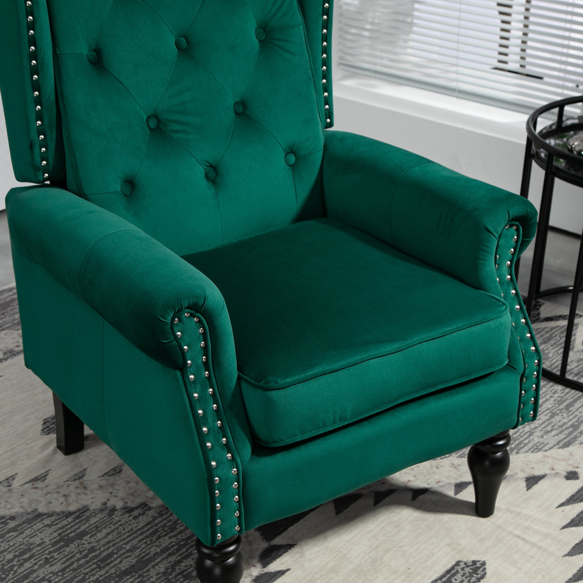 Coolmore Wood Frame Armchair, Modern Accent Chair Lounge Chair With Sturdy Wood Legs For Living Room Bedroom Green Green Primary Living Space Foam Velvet