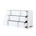 Elegant Modern Dresser With Metal Handle,Mirrored Storage Cabinet With 6 Drawers For Bedroom,Living Room,White White Mdf Metal