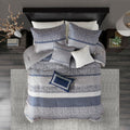 7 Piece Jacquard Comforter Set Navy Cal King California King Navy Polyester