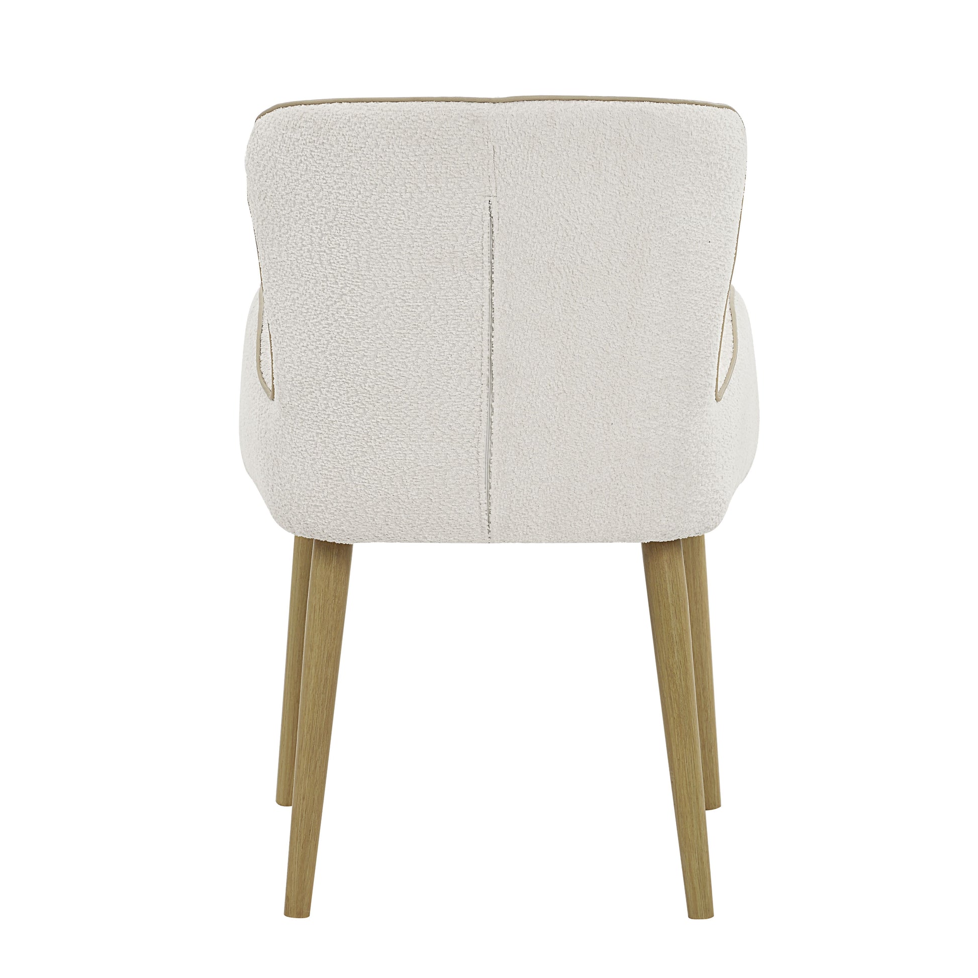 Qwin Beige Boucle & Oak Finish Side Chair Set Of 2 Beige Boucle