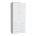 Taly Double Door Armoire White White Bedroom Modern Particle Board