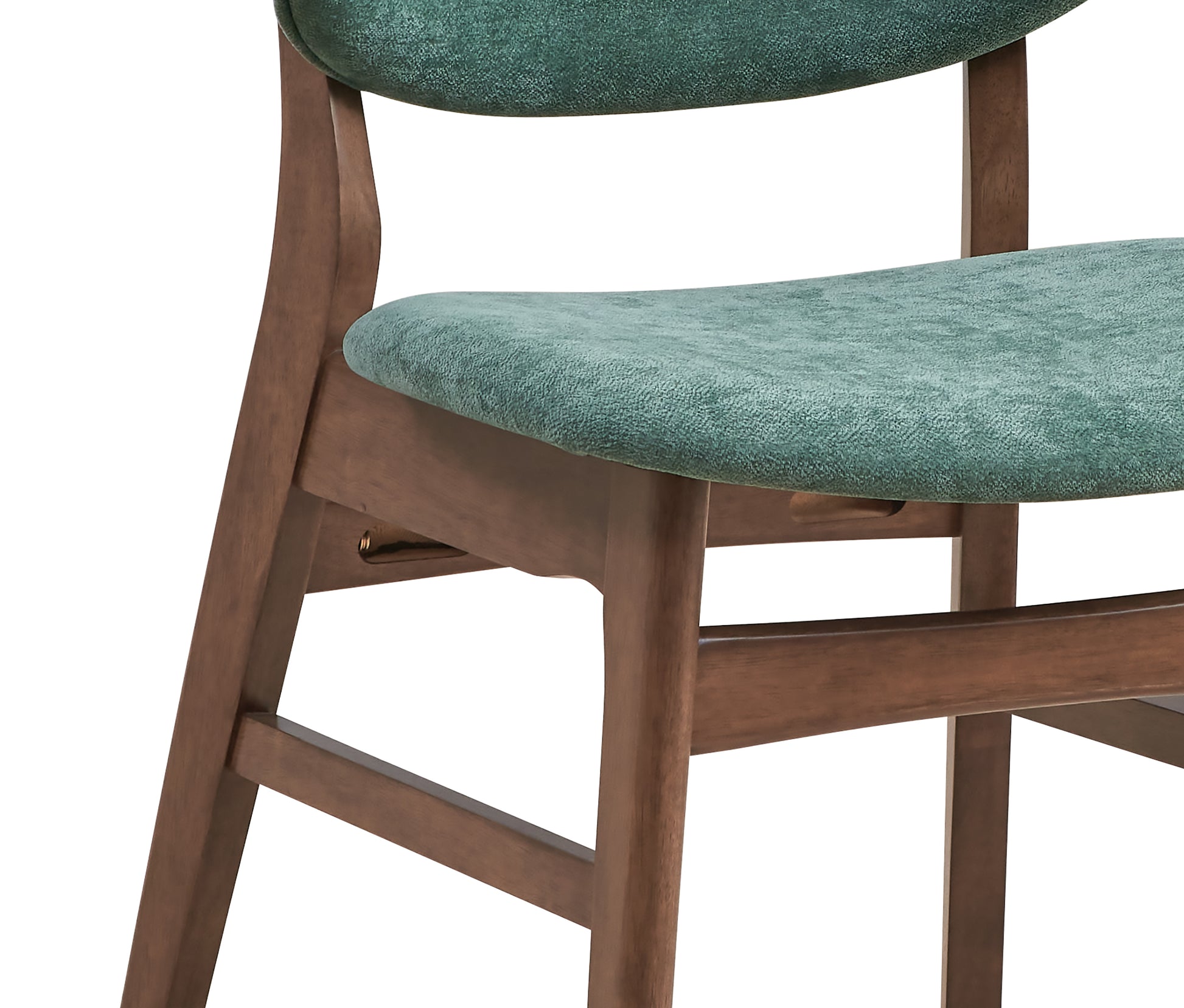 Bevis Side Chair Set 2 , Green Fabric & Walnut Finish Dn02314 Brown Green Upholstered